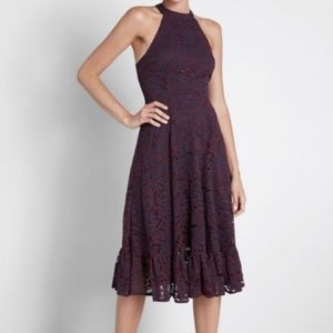 Modcloth red blue lace halter dress
